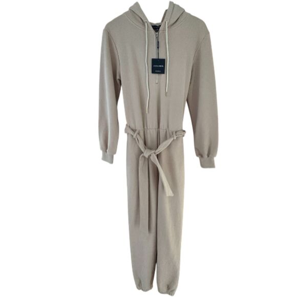 NWT JLUXLABEL Ivory Beige 100% Cotton Fleece Journey Jumpsuit Size Small - Picture 1 of 12